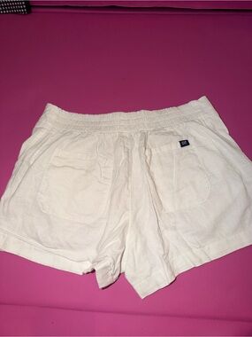 GAP White Linen Blend Elastic Waist Pull On Shorts Medium Back Pocket Tag